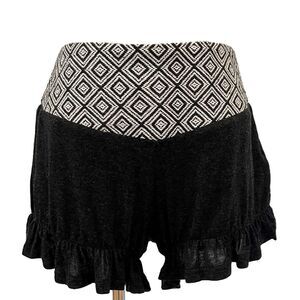 Anama Black Shorts Ruffled B&W Waistband Small